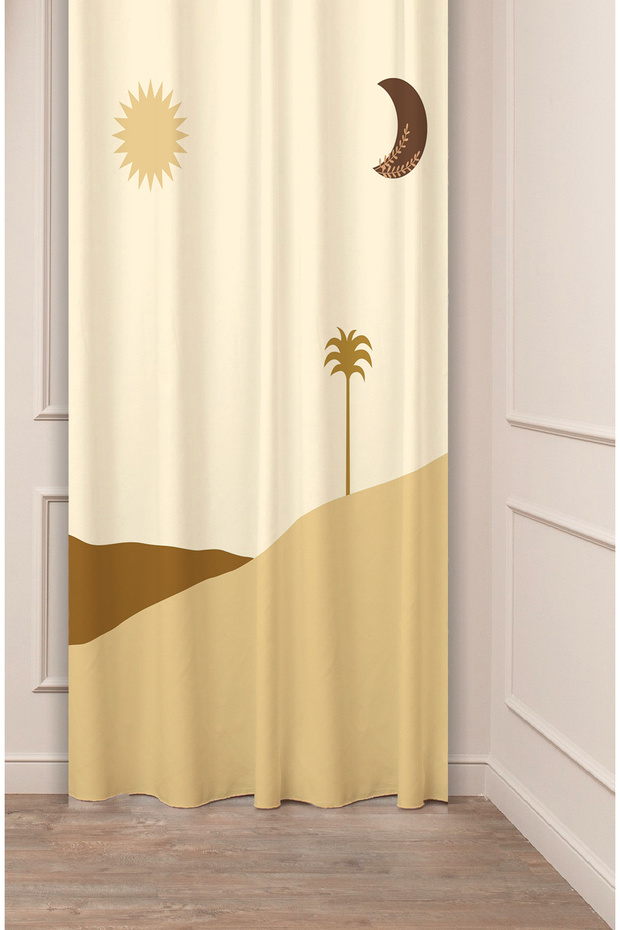 النخيل الصحراء القمر زهرة منقوشة البوهيمي نموذج تصميم خاص مطبوعة رقمية (جناح واحد) ستارة خلفية حديثة