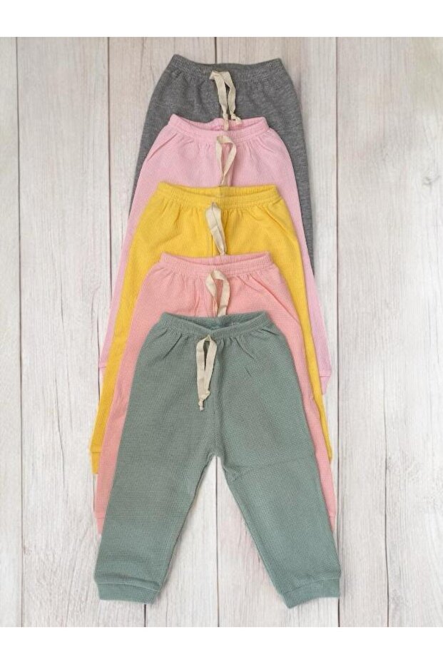 Waffle Fabric Baby Girl 5-Piece Cuffed Single Bottom