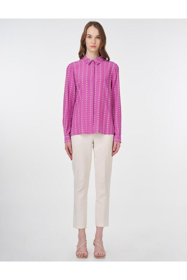 بلوزة لزجة منقوشة كاندي بينك - 3