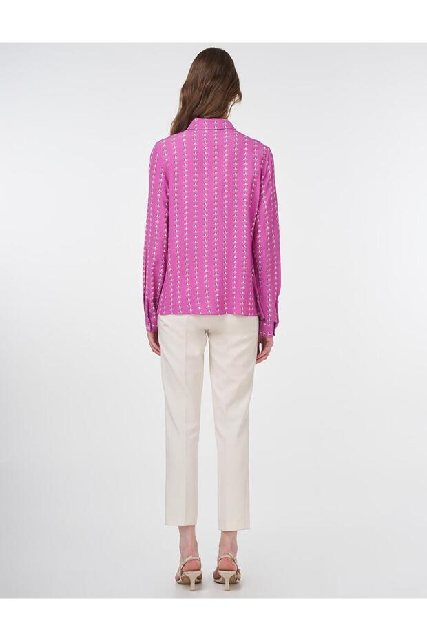 بلوزة لزجة منقوشة كاندي بينك - 5