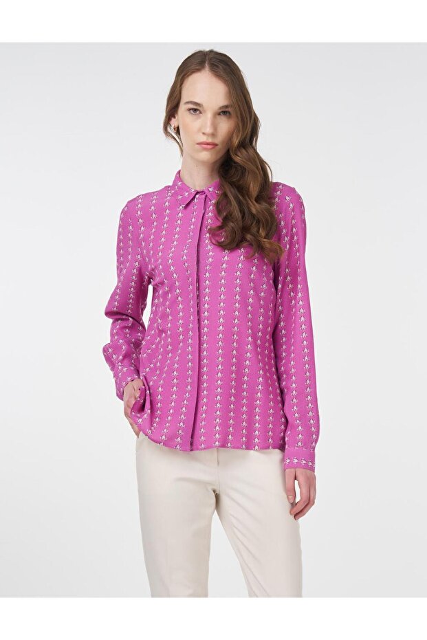 بلوزة لزجة منقوشة كاندي بينك - 1