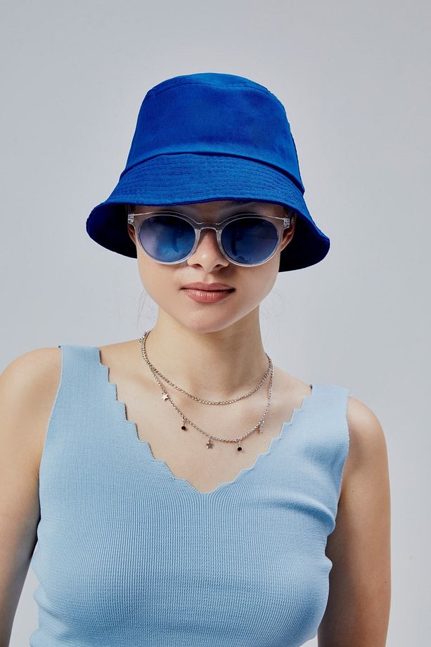 Yazlık Kumaş Kova Şapka, Erkek Kadın Düz Balıkçı Bucket Şapka, Unisex Mavi - 6