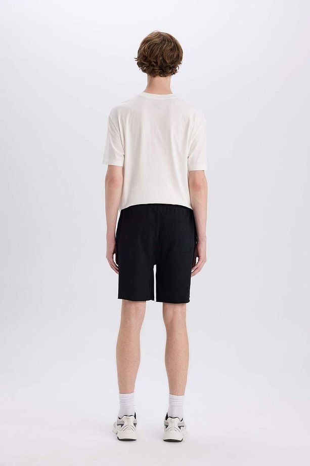 %100 Pamuk Slim Fit Dar Kesim Dar Paça Cepli Basic Düz Şort B8673AX25SM - 7