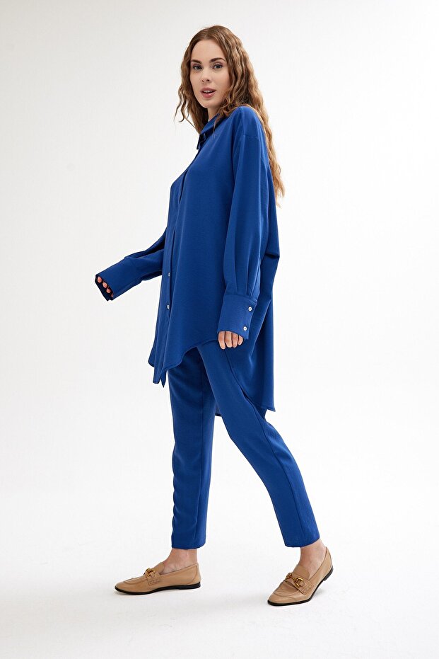 Oversize Gömlek Mavi - 8