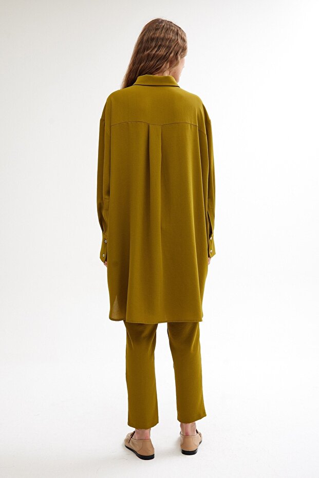 Oversize Gömlek Yağ Yeşili - 8