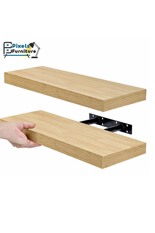 Set of 2 Pixel Furniture Floating Wall Shelves, Shelves with Invisible Brackets, 60cm - 1