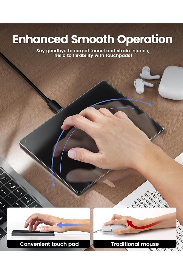 Windows ve Apple Uyumlu Trackpad Siyah Multi-Touchpad Yüzey Mouse - 4