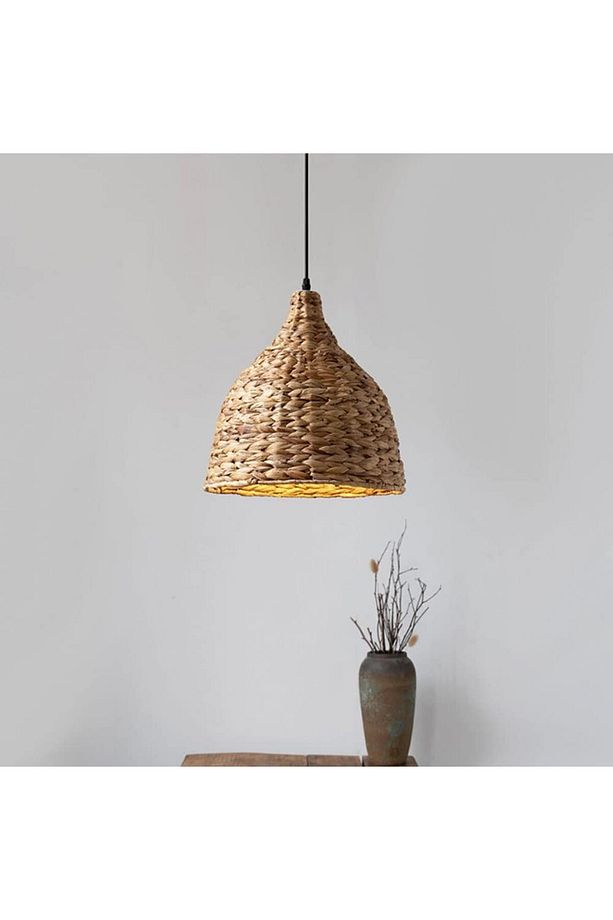 Diamond Model Tekli Rattan Bambu Modern Tasarım İskandinav Bohem Sarkıt Avize - 2