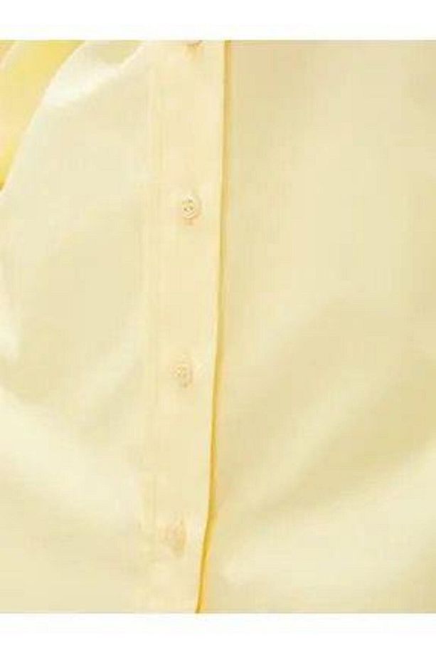Sarı Oversize Poplin Gömlek Cepli Pamuklu - 5