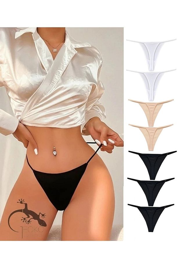 Tanga String Kadın Ip Lastikli Külot 7 Adet - 1