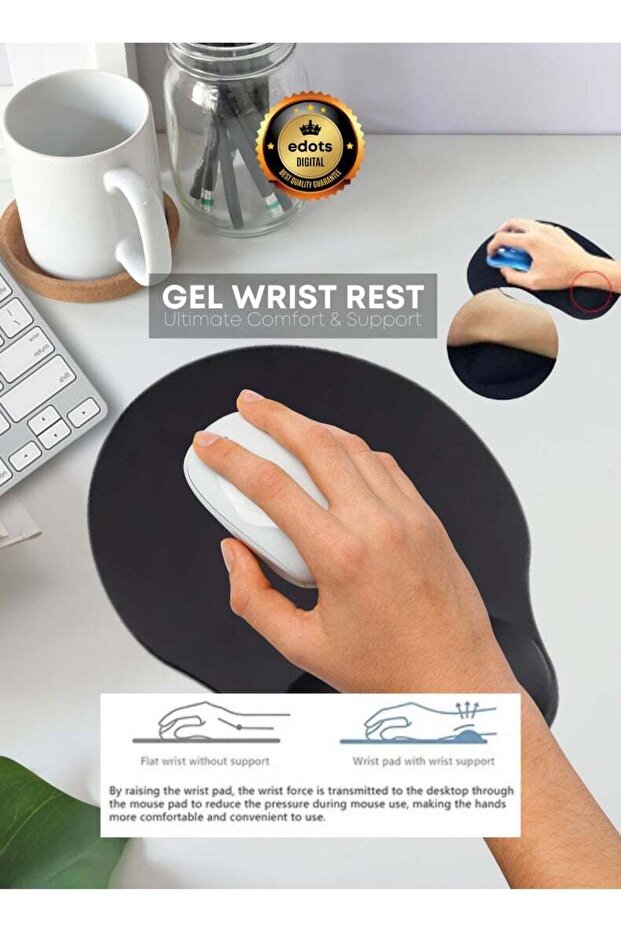 Silicone Mousepad with Gel Wrist Support | Anti-Slip, Comfort and Productivity