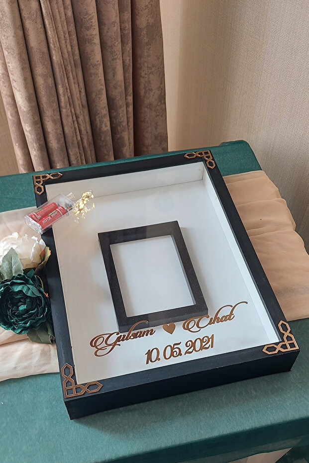 إطار صور بتصميم صندوق الورد مقاس 30 × 40 سم باللون الأسود مع إضاءة LED! إطار المرآة!
