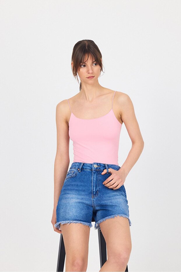 Pembe İnce Askılı Basic Atlet 848 - 1