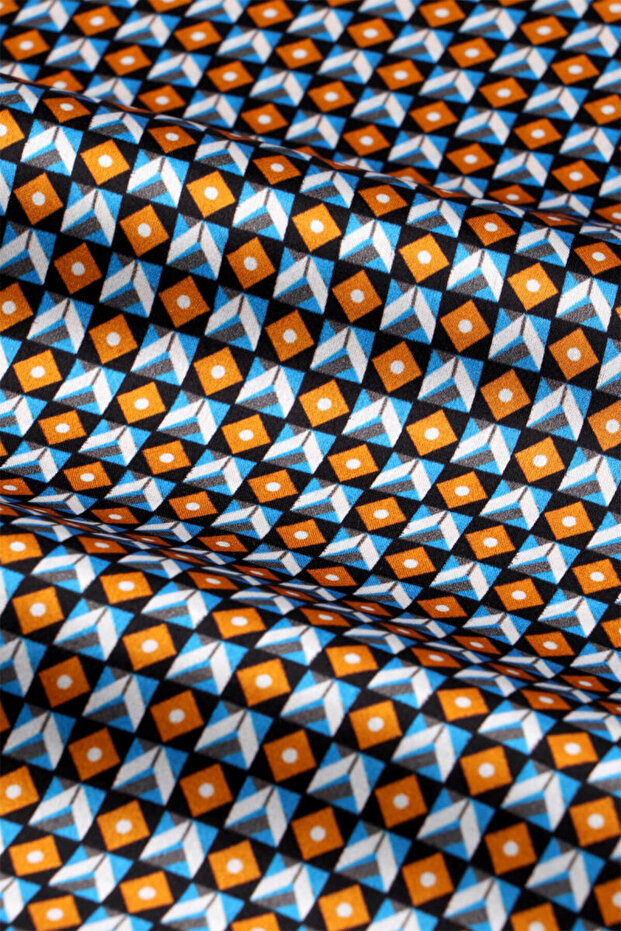 Turquoise Patterned Men's Silk Kaşkol - 4