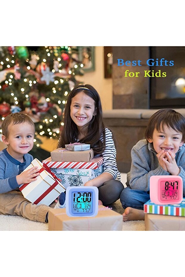 Digital 7-Color Changing LED Alarm Clock with Glowing Light, Temperature Display & Date Function - 8