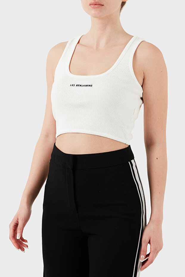 Cotton Slim Fit Square Collar Logo Top Top Lbnoosessfutn