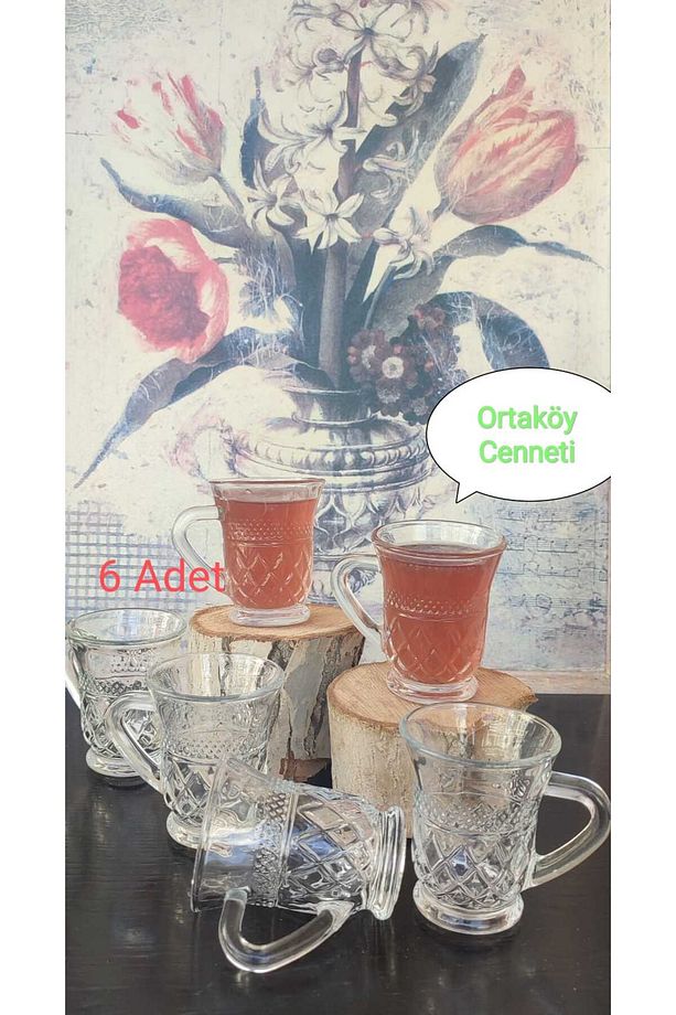 6 ad Cam çay kahve bardağı şık tasarımı ithal 100 cc Hacim 8 cm YÜKSEKLIK 6.5 cm ağız ölçüsü - 3