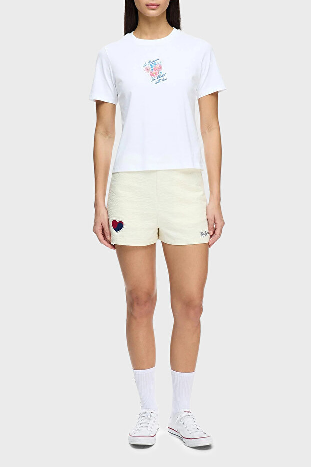 Cotton Regular Fit High Waist Jacquard Short Short Lb25Ssunlfuso