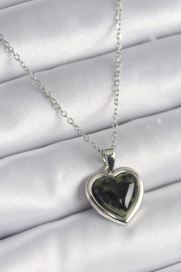 316L Steel Silver Color Green Enamel Model Women's Necklace