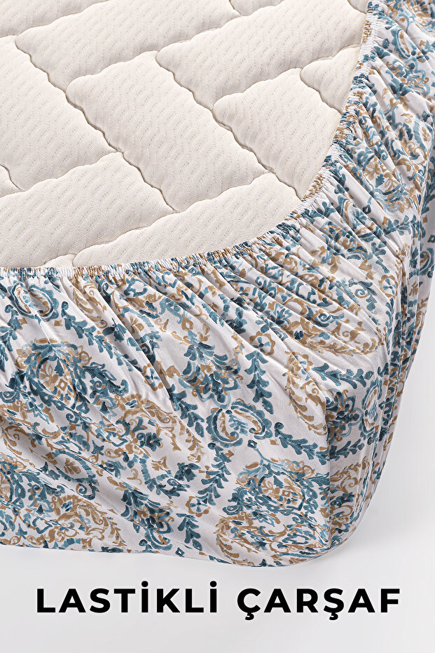 Double Pique Set with Elastic Sheets Code Oslo Blue - 2