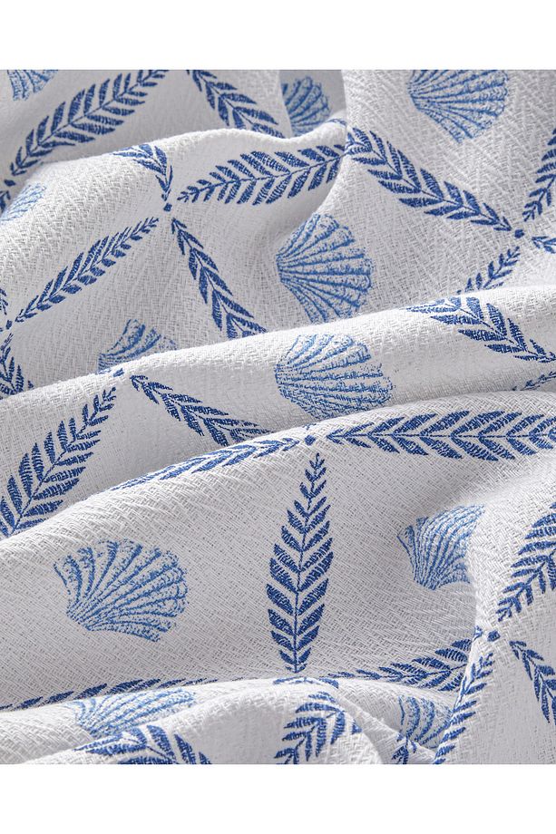 Sea Shell Baskılı Tek Kişilik Pike Takımı 150x220 cm Mavi - 5