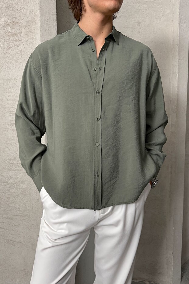 Erkek Oversize Modal Gömlek - 1