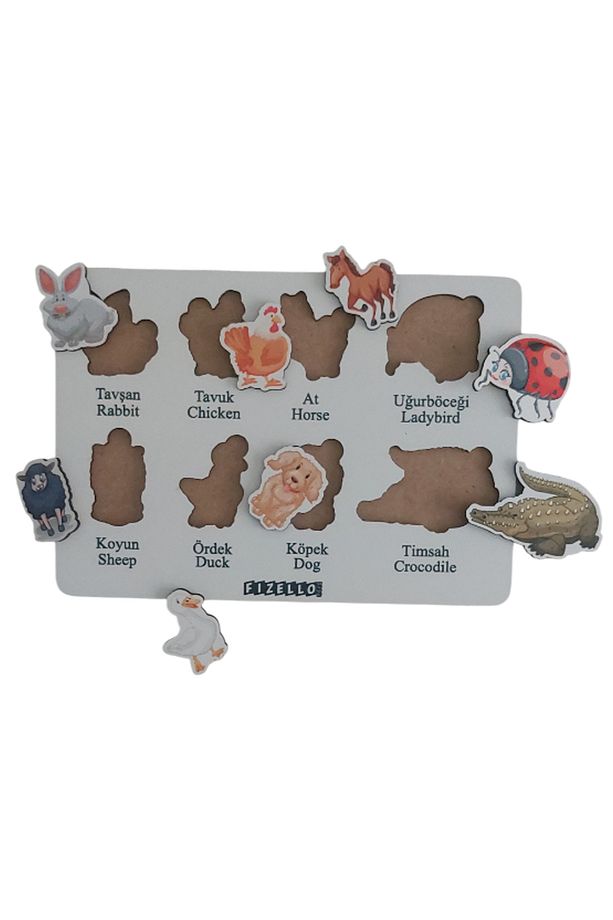Ahşap Türkçe - İngilizce 4lü Mega Set Bultak Puzzle Sayılar Şekiller Meslekler Hayvanlar - 3