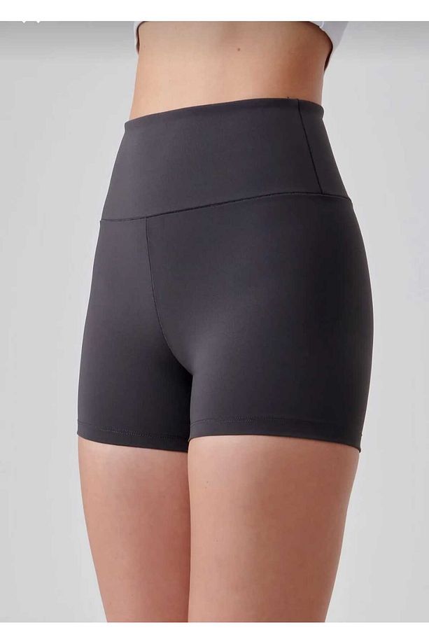 Kadın Mini Spor Şort Tayt Yüksek Bel Sıkılaştırıcı Dalgıç Kumaş - 2