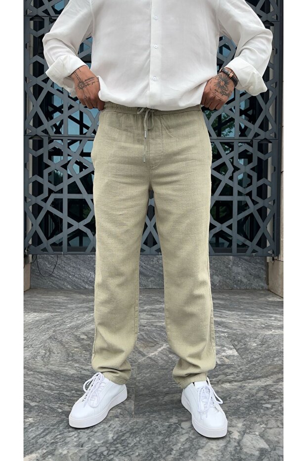 Regular Kalıp %100 Keten Pantolon - 1