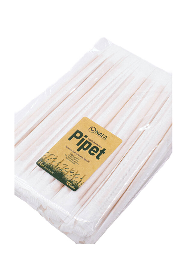 Buğday Sapı Ekolojik Pipet 20 Cm (100 ADET - TEKLİ PAKETLİ) - 1