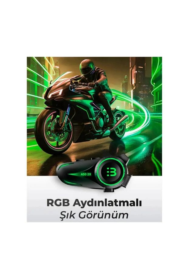 2X Bağlantılı Telsizli Bluetooth 5.3 Motosiklet Kask Kulaklık Intercom Işıklı Motorsiklet Interkom - 5