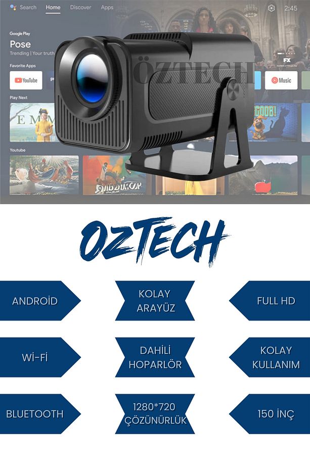 Hy320 Mini Taşınabilir Akıllı Android Sistemli Projeksiyon Cihazı - 1