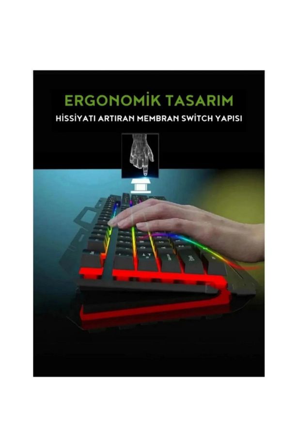 Kablolu Oyuncu Klavye Mouse Set Işıklı Q Klavye Gaming Bkb9 - 4