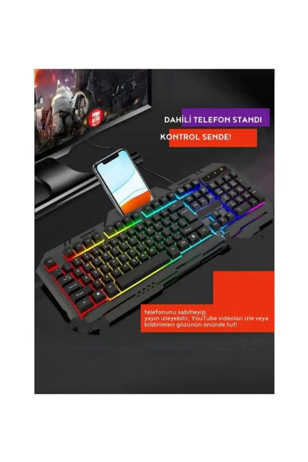 Kablolu Oyuncu Klavye Mouse Set Işıklı Q Klavye Gaming Bkb9 - 2