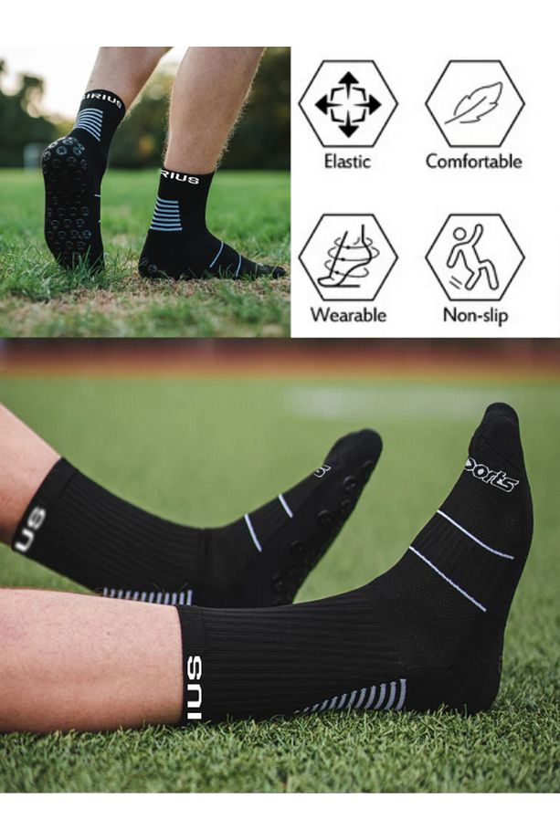 3 Çift Futbol Pro Double Layer Kauçuk Kaydırmaz Taban Dikişsiz Maç Sporcu Tozluk Halı Saha Çorap Set - 7