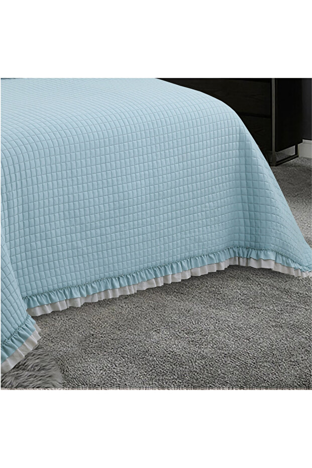 Square Washed Frilly Double Neft Bedspread Set - 4