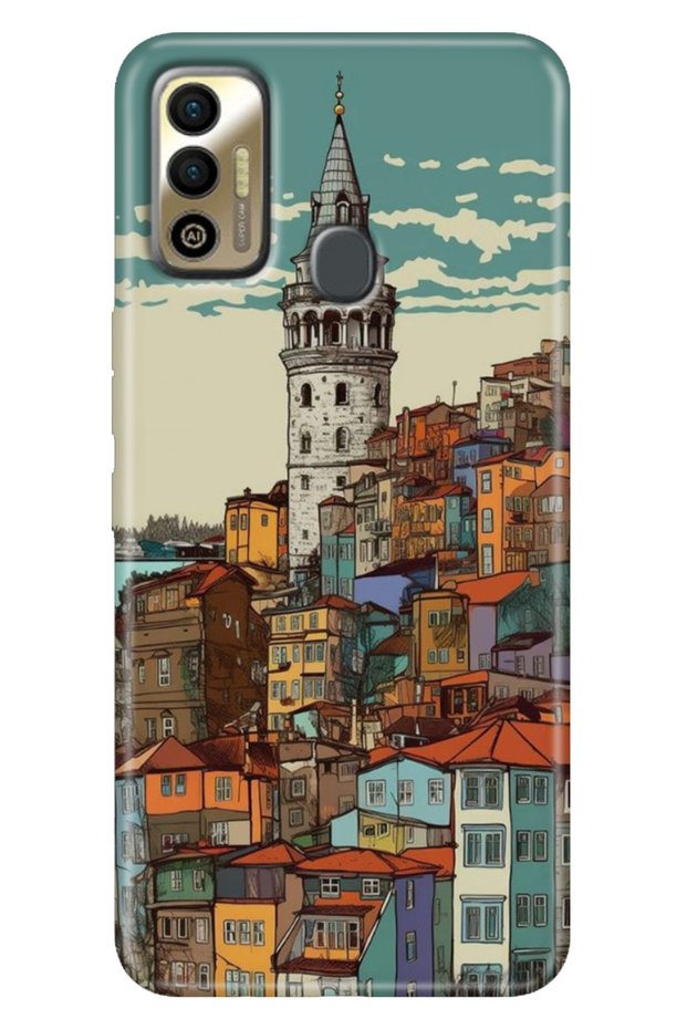 حافظة Tecno Spark 7 - 7T مصنوعة من مادة TPU ذات نمط ملون ومزخرف من السيليكون بنمط Tecno Galata