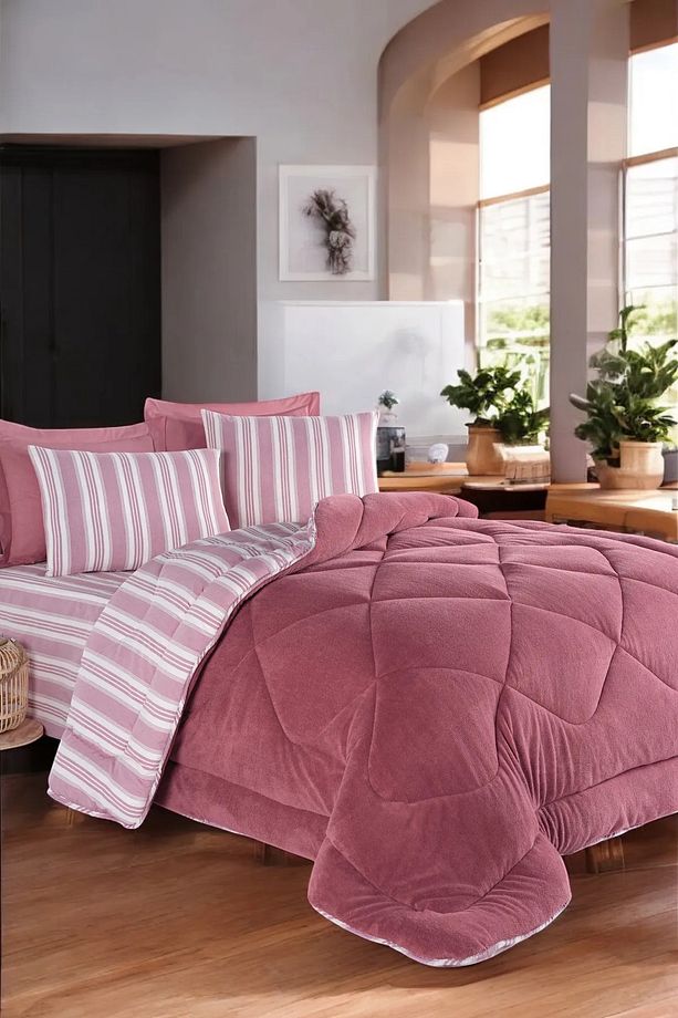 Uyku Seti Wellsoft Yorganlı Puffy 3 Parça Tek Kişilik GentleTouch Bordo - 2