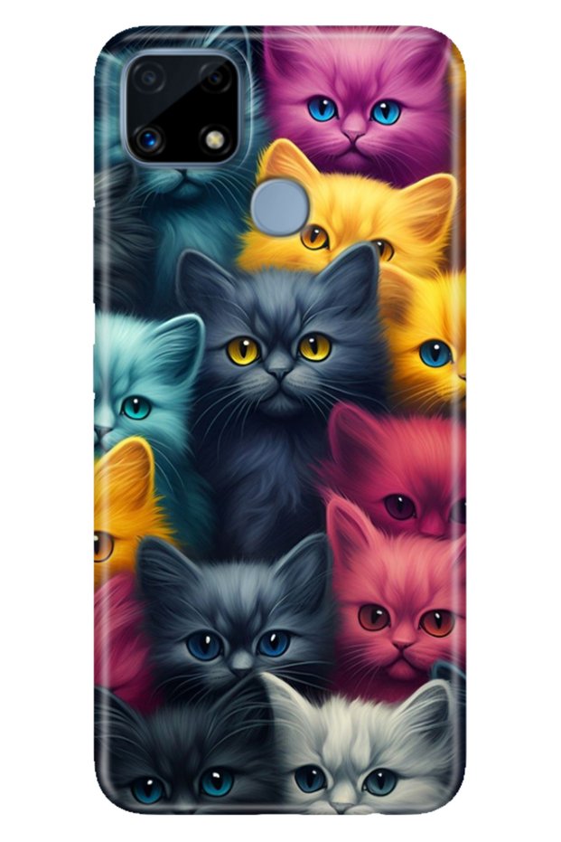 Realme C25 Case Patterned Silicone Colorful Phone Case Cat Army