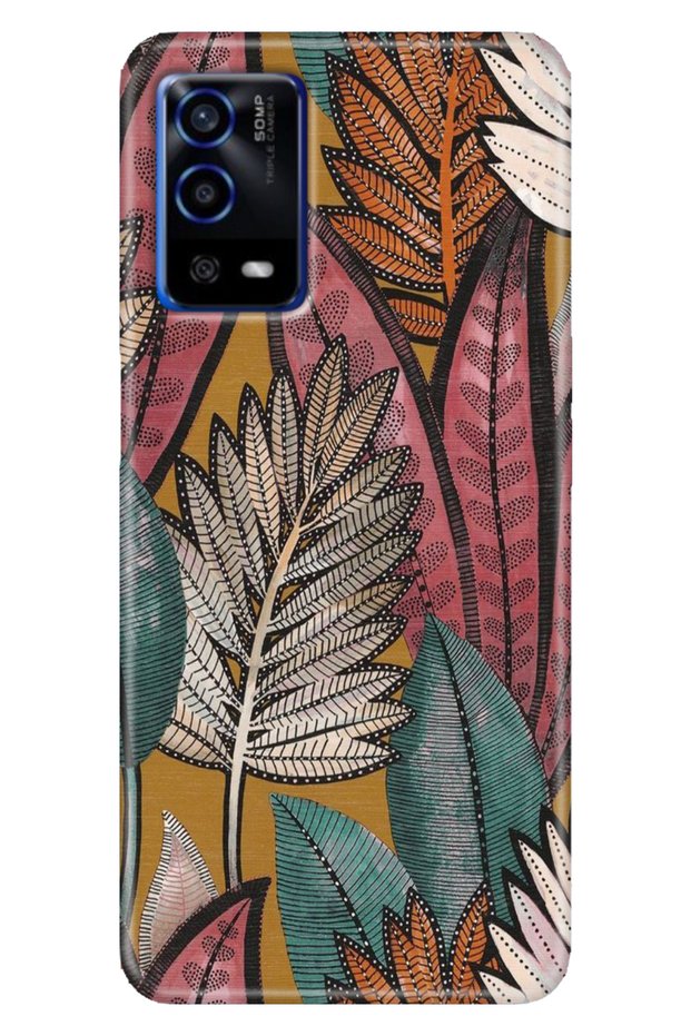 Oppo A55 4g Case Colorful Special Themed Patterned Silicone Tpu Stock Leaves