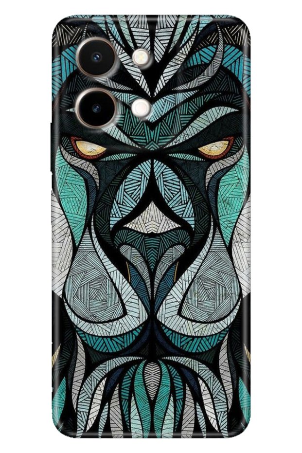 Vivo Y28 Case 6.68 "Patterned Silicone Hd Cover Lion Mandala