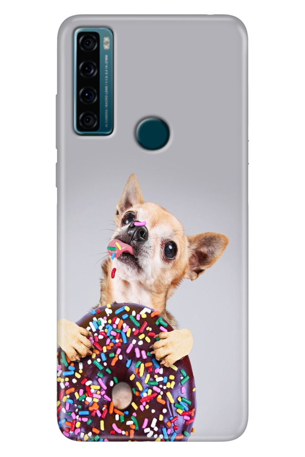 Tcl 20 Se Case Printed Silicone Colorful Illustrated Back Cover Donut Dog