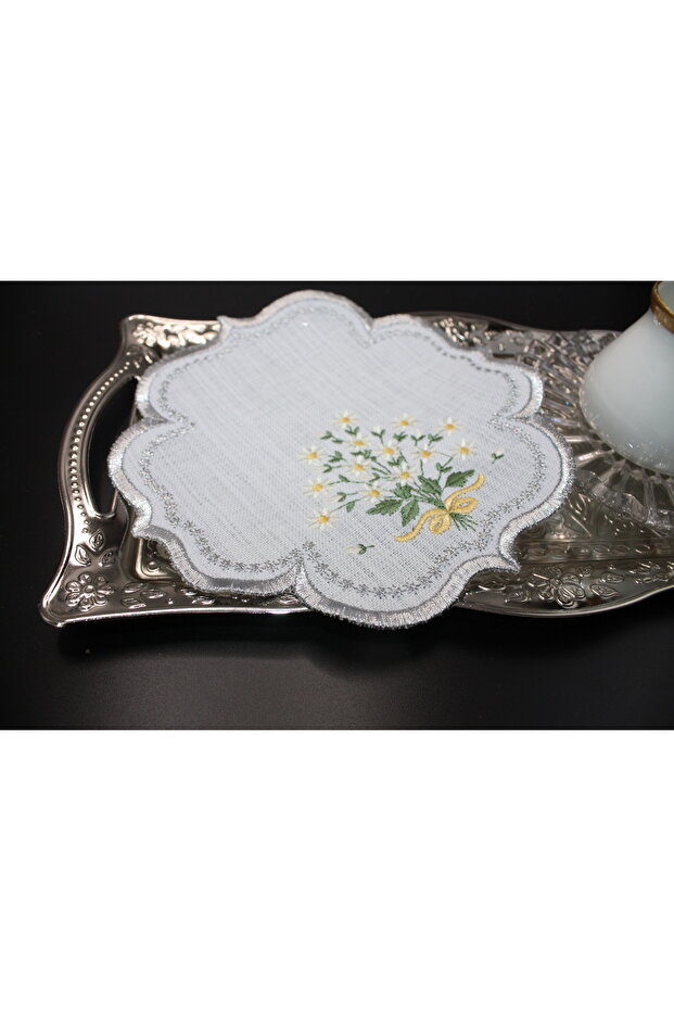 Daisy Patterned Polka Dot Cocktail Napkin 6Li