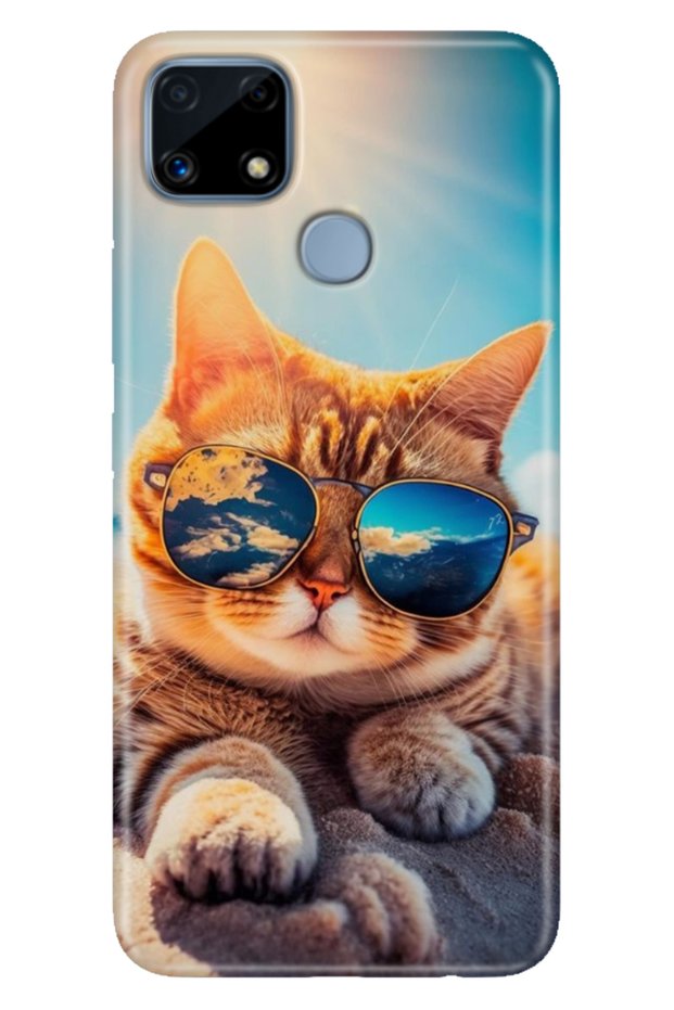 Realme C25 Case Patterned Silicone Colorful Phone Case Cat
