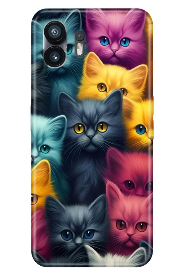 Nothing Phone 2 Case Illustrated Patterned Silicone Kittens