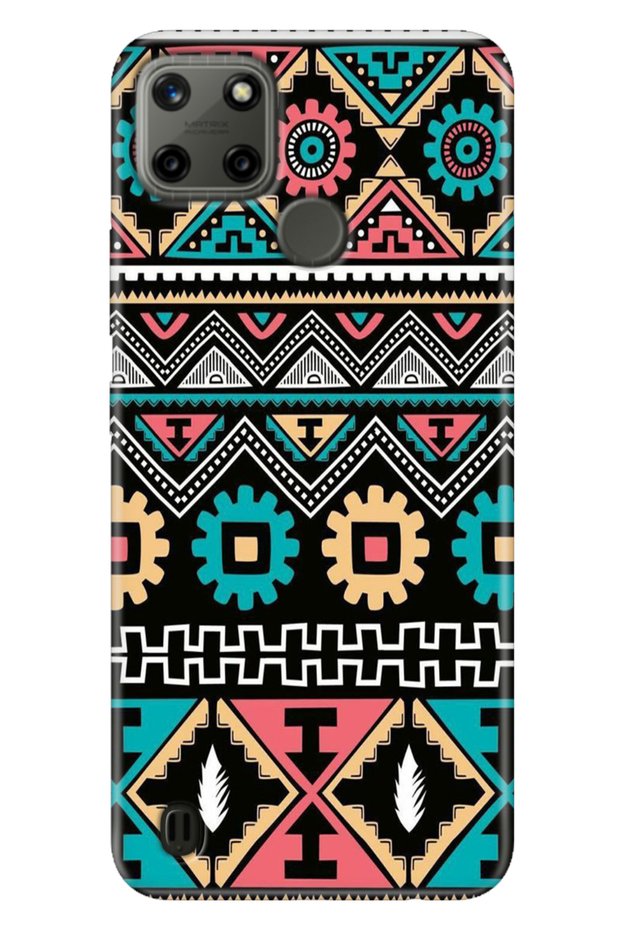 Realme C21Y - Realme C25Y Case Colorful Tpu Uv Printed Patterned Silicone Ethnic