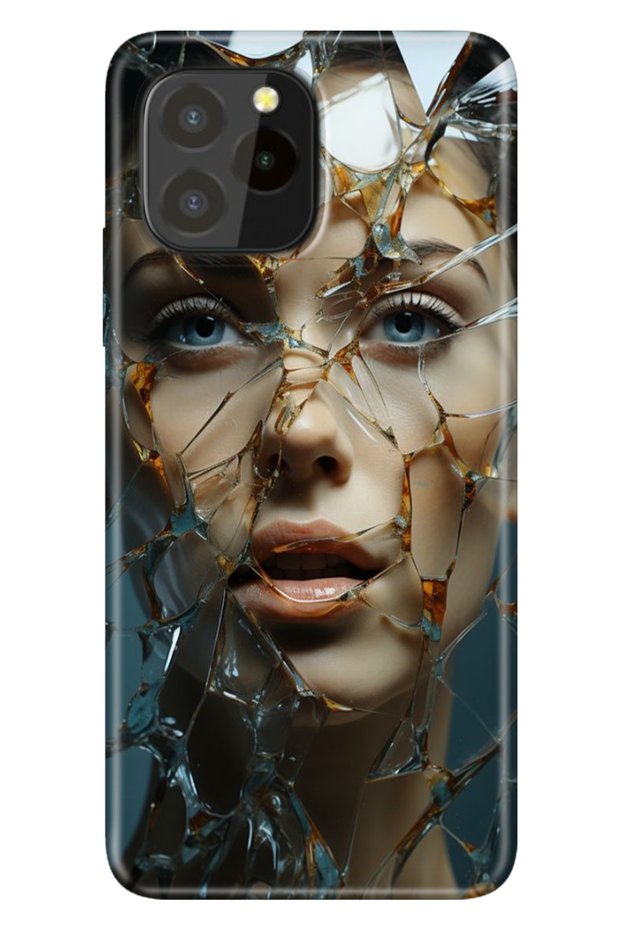حافظة متوافقة مع Oukitel C21 Pro / Plus، مصنوعة من السيليكون الملون، زجاج مكسور بالأشعة فوق البنفسجية