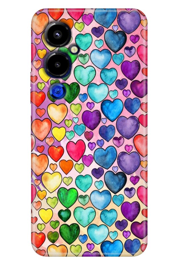 Tecno Pova 4 Pro Case Colorful Themed Patterned Tpu Pova 4 Pro Silicone Heart Drawing