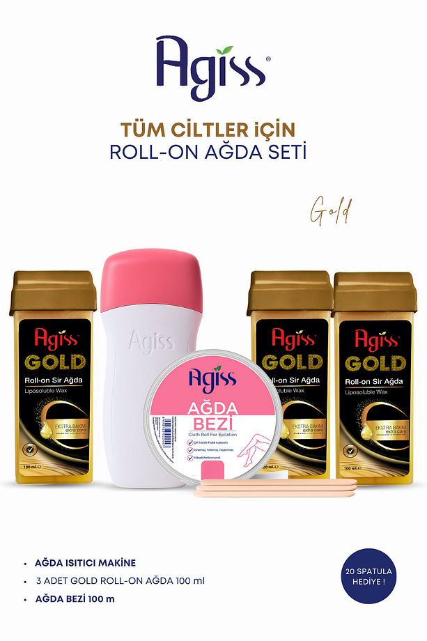 3 Adet Kartuş Roll-on Ağda Isıtıcı Ağda Makinesi 100 Metre Ağda Bezi Tüm Ciltler için Ağda Seti - 1