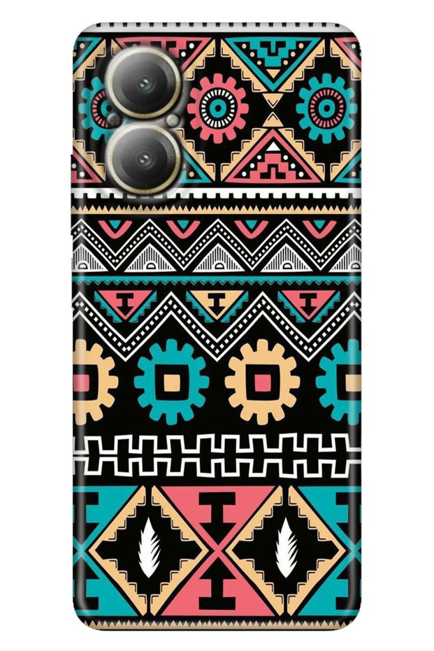 Realme 12 Lite Case Colorful Rubber Printed Patterned Silicone Tpu Ethnic